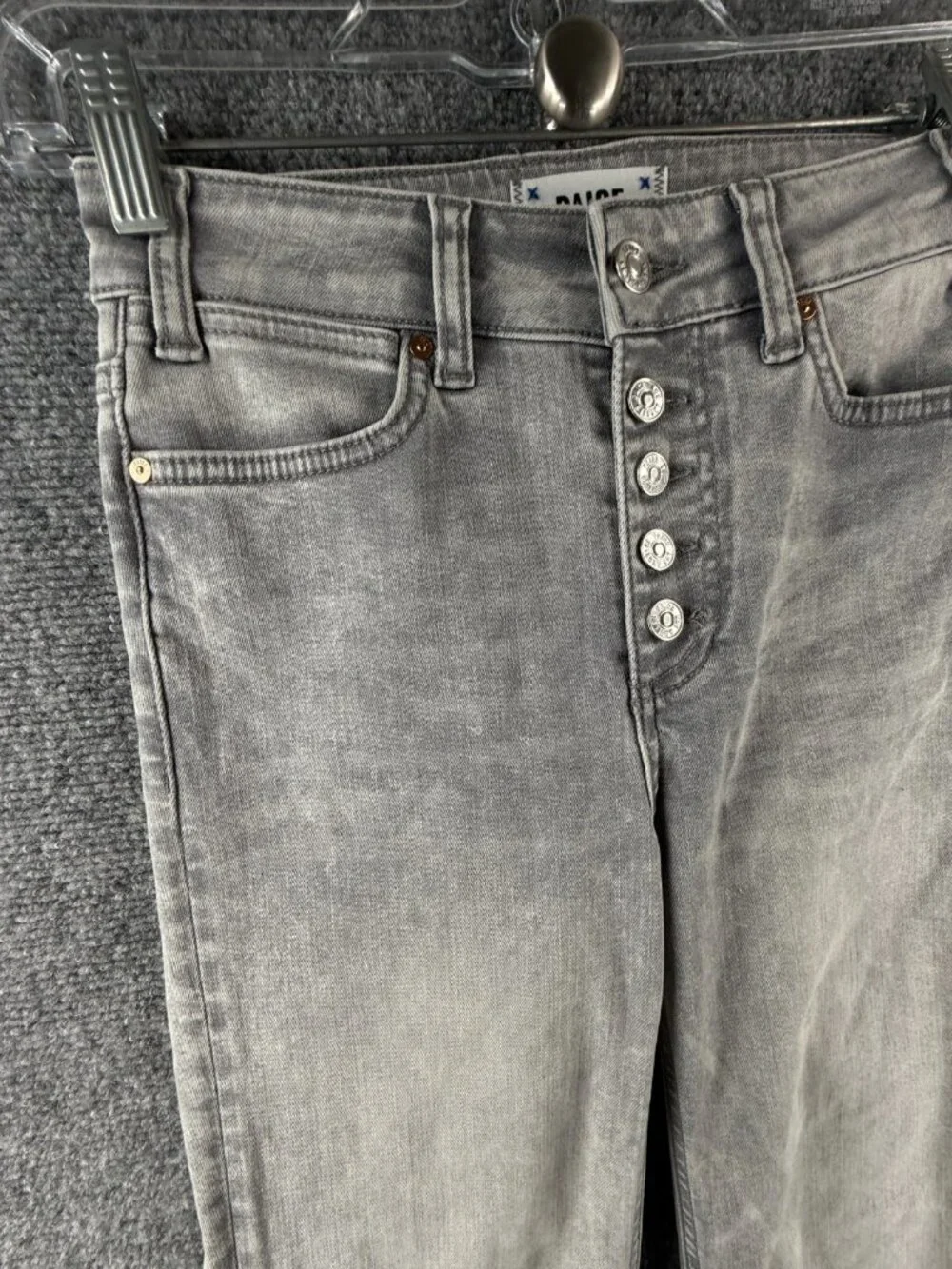Paige Cindy Crop 24 Denim Gray Jeans Cotton Blend Soft Faded Asphalt ACTL 24X26